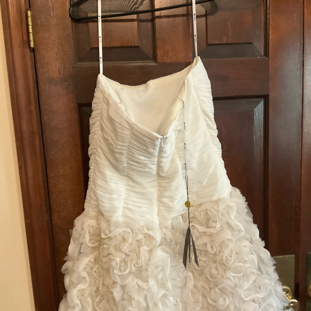 Tadashi Shoji Ivory Ruched Ruffled Halter Gown - Picture 10 of 10